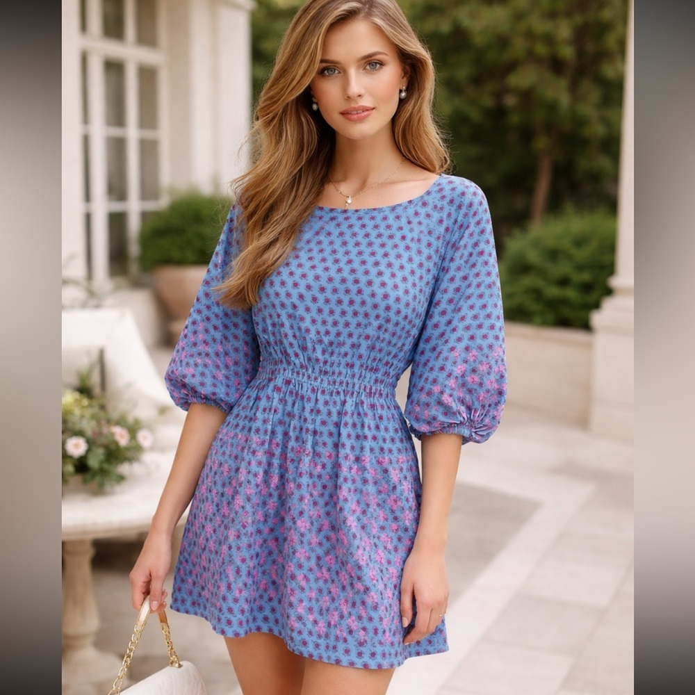 J Crew Dolman-sleeve mini dress in layered block print 36136